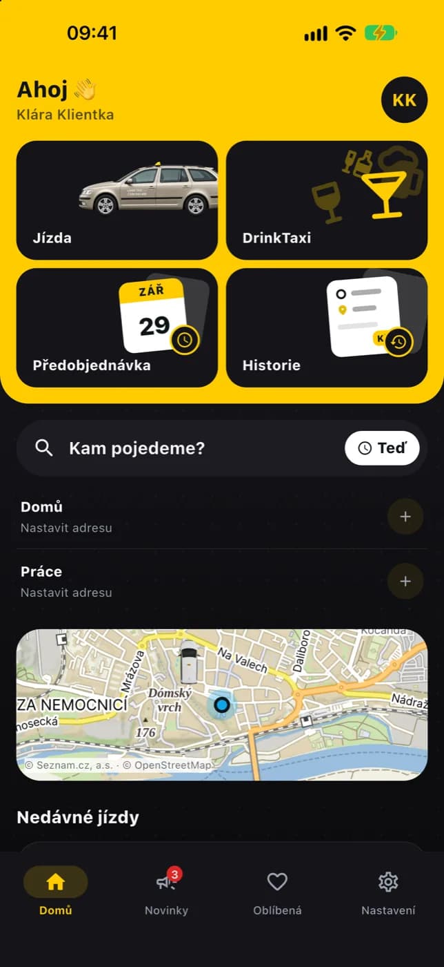 Mobilní aplikace LamaTaxi