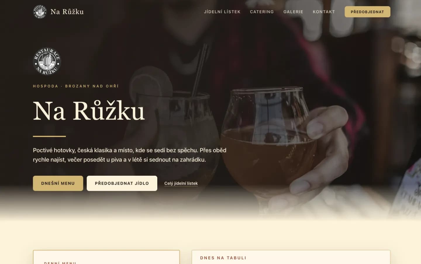 Web restaurace Na Růžku